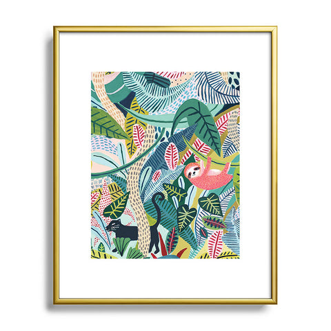Ambers Textiles Jungle Sloth Panther Pals Metal Framed Art Print
