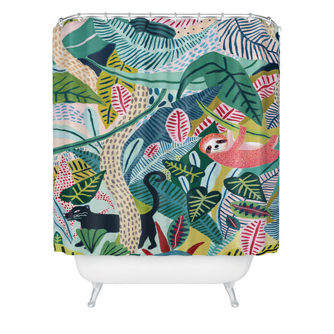 Ambers Textiles Jungle Sloth Panther Pals Shower Curtain