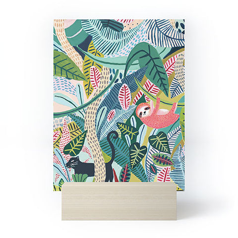 Ambers Textiles Jungle Sloth Panther Pals Mini Art Print