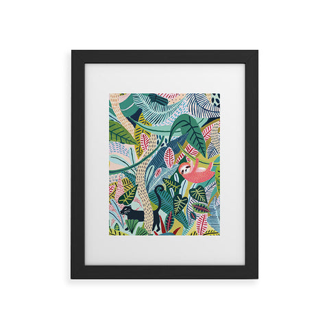 Ambers Textiles Jungle Sloth Panther Pals Framed Art Print