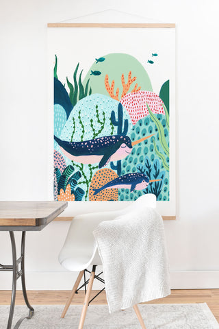 Ambers Textiles Narwhal Family Art Print And Hanger