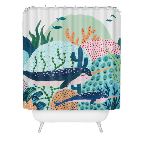 Ambers Textiles Narwhal Family Shower Curtain