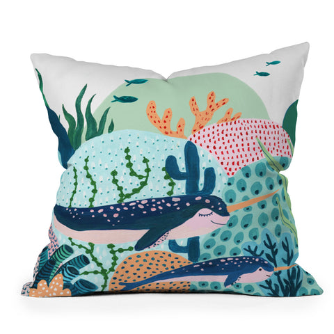 Ambers Textiles Narwhal Family Throw Pillow