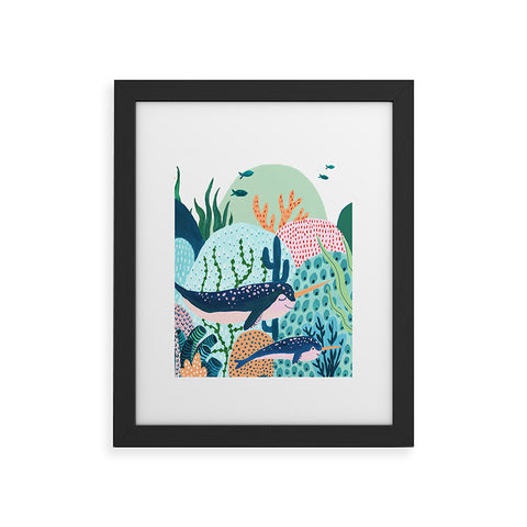 Ambers Textiles Narwhal Family Framed Art Print