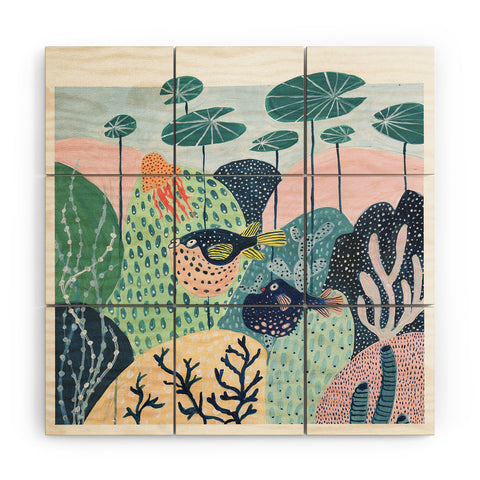 Ambers Textiles Puffer Fish Wood Wall Mural