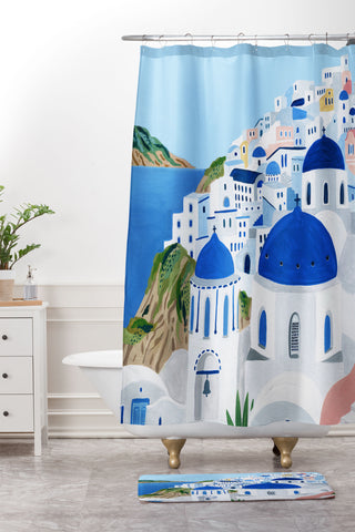 Ambers Textiles Santorini Shower Curtain And Mat