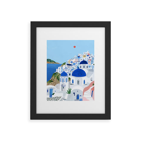 Ambers Textiles Santorini Framed Art Print