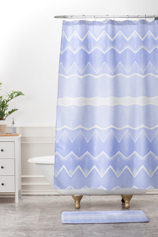 Amy Sia Agadir 3 Pastel Blue Shower Curtain And Mat