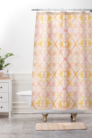 Amy Sia Agadir Peach Shower Curtain And Mat