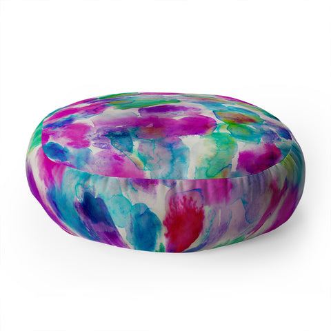 Amy Sia Amaris Magenta Aqua Floor Pillow Round