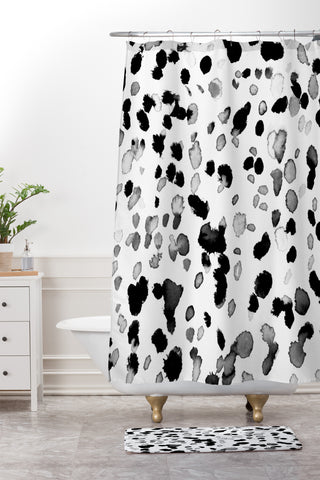 Amy Sia Animal Spot Gray Shower Curtain And Mat