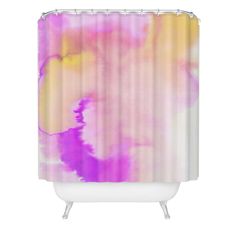 Amy Sia Aquarelle Pastel Peach Shower Curtain