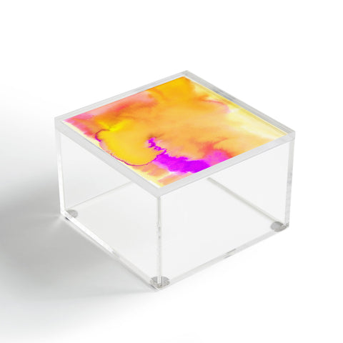 Amy Sia Aquarelle Sunset Yellow Acrylic Box