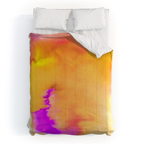 Amy Sia Aquarelle Sunset Yellow Comforter