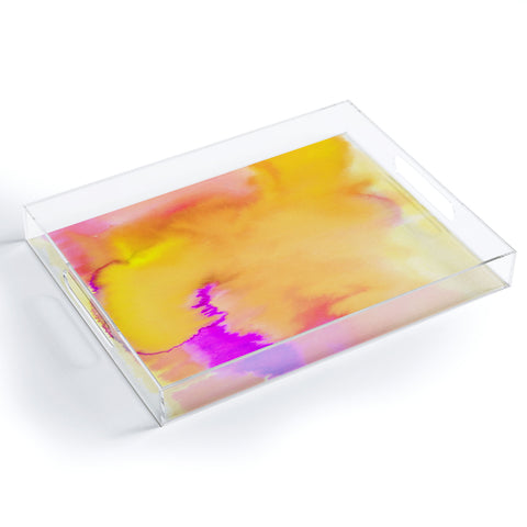 Amy Sia Aquarelle Sunset Yellow Acrylic Tray