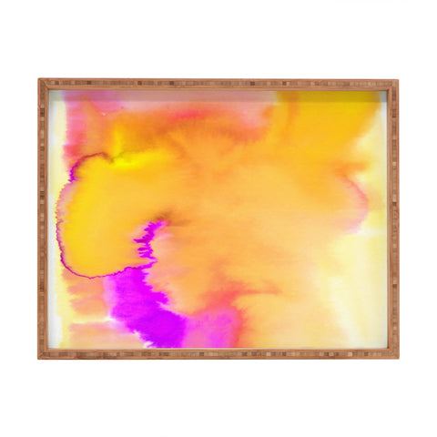 Amy Sia Aquarelle Sunset Yellow Rectangular Tray