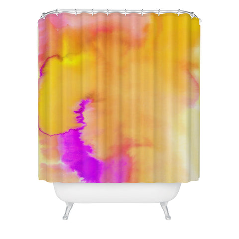Amy Sia Aquarelle Sunset Yellow Shower Curtain