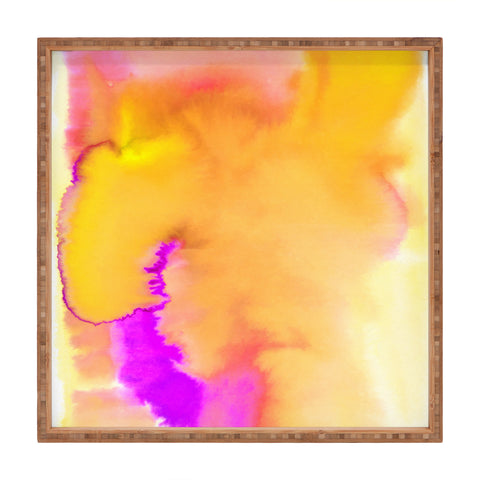 Amy Sia Aquarelle Sunset Yellow Square Tray
