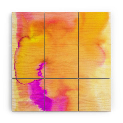 Amy Sia Aquarelle Sunset Yellow Wood Wall Mural