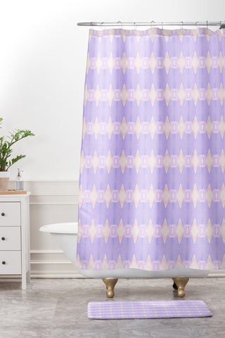 Amy Sia Art Deco Mini Triangle Light Purple Shower Curtain And Mat