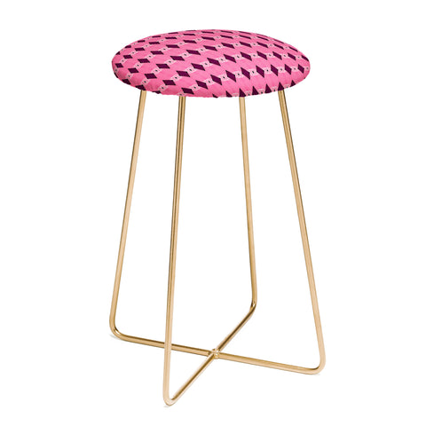 Amy Sia Art Deco Mini Triangle Pink Counter Stool