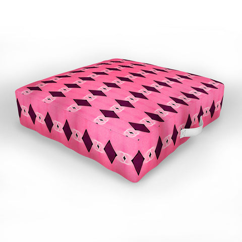 Amy Sia Art Deco Mini Triangle Pink Outdoor Floor Cushion