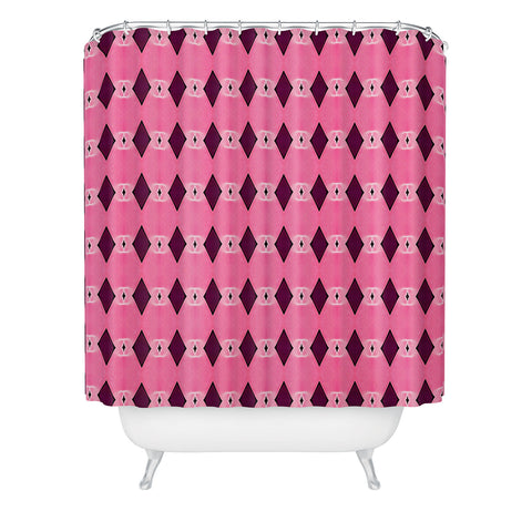 Amy Sia Art Deco Mini Triangle Pink Shower Curtain