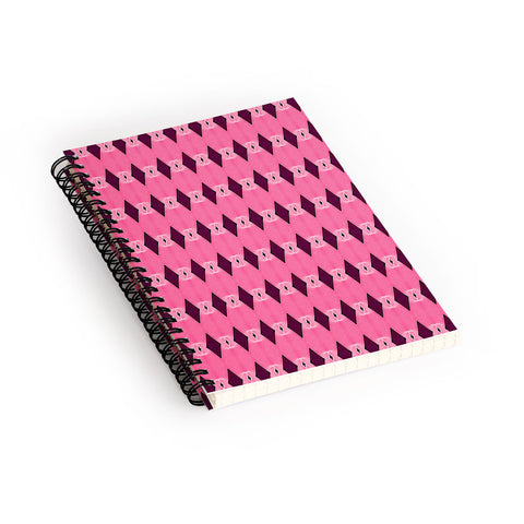 Amy Sia Art Deco Mini Triangle Pink Spiral Notebook