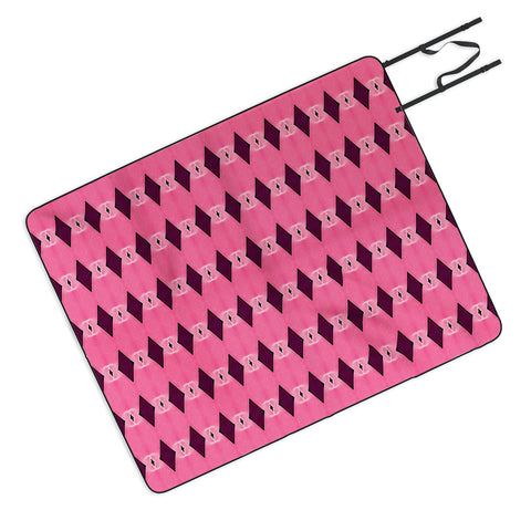Amy Sia Art Deco Mini Triangle Pink Picnic Blanket