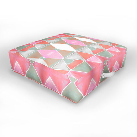 Amy Sia Art Deco Triangle Coral Grey Outdoor Floor Cushion