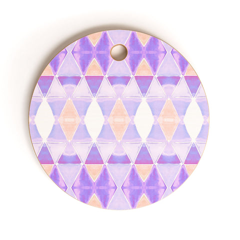 Amy Sia Art Deco Triangle Light Purple Cutting Board Round