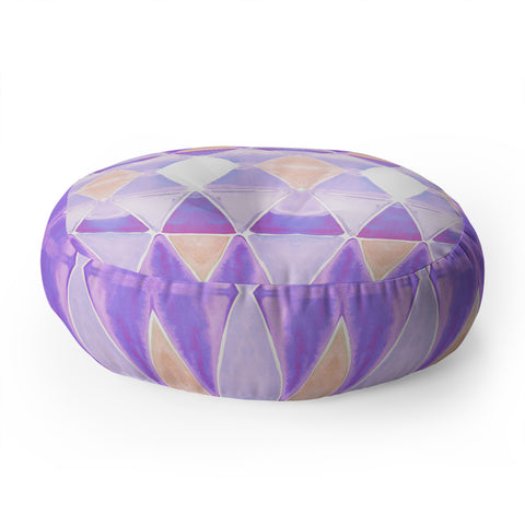 Amy Sia Art Deco Triangle Light Purple Floor Pillow Round