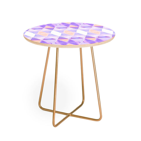 Amy Sia Art Deco Triangle Light Purple Round Side Table