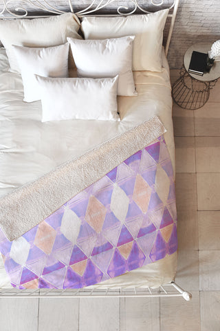 Amy Sia Art Deco Triangle Light Purple Fleece Throw Blanket