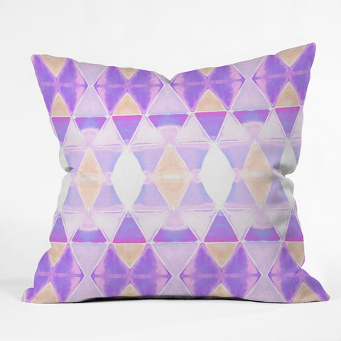 Amy Sia Art Deco Triangle Light Purple Outdoor Throw Pillow