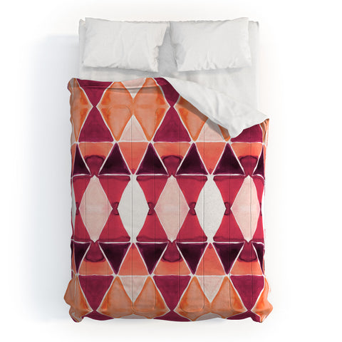Amy Sia Art Deco Triangle Orange Comforter