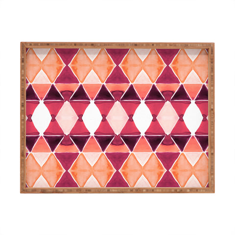 Amy Sia Art Deco Triangle Orange Rectangular Tray