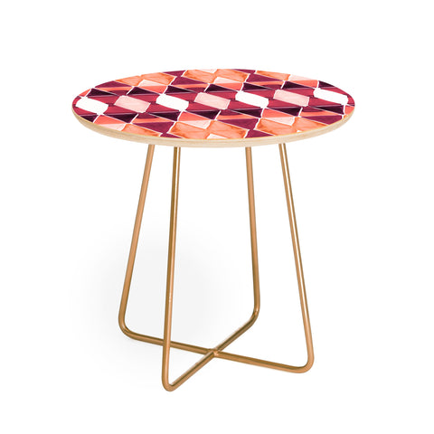 Amy Sia Art Deco Triangle Orange Round Side Table