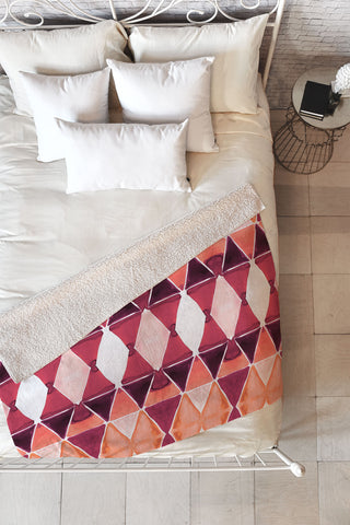 Amy Sia Art Deco Triangle Orange Fleece Throw Blanket