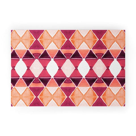 Amy Sia Art Deco Triangle Orange Welcome Mat
