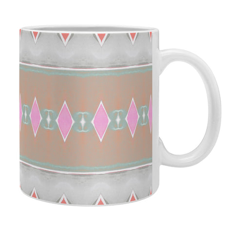 Amy Sia Art Deco Triangle Stripe Coral Grey Coffee Mug