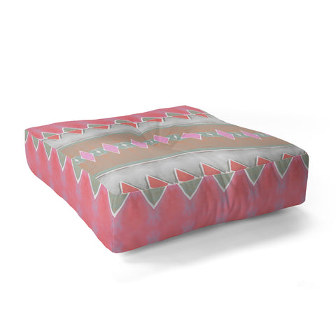 Amy Sia Art Deco Triangle Stripe Coral Grey Floor Pillow Square