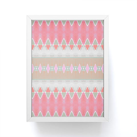 Amy Sia Art Deco Triangle Stripe Coral Grey Framed Mini Art Print