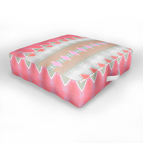 Amy Sia Art Deco Triangle Stripe Coral Grey Outdoor Floor Cushion