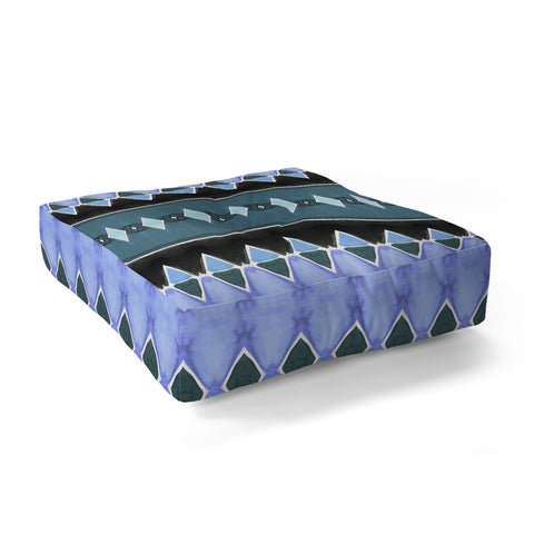 Amy Sia Art Deco Triangle Stripe Light Blue Floor Pillow Square