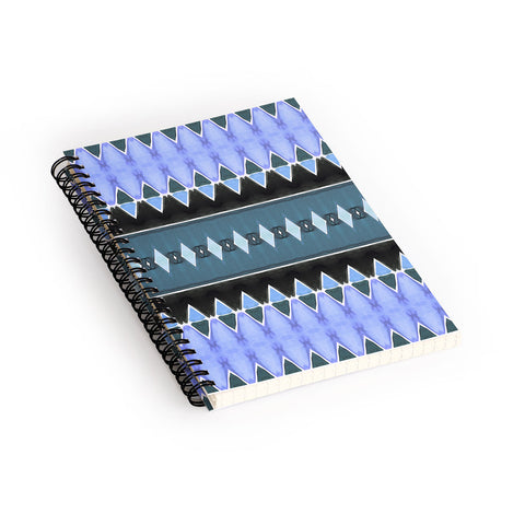 Amy Sia Art Deco Triangle Stripe Light Blue Spiral Notebook