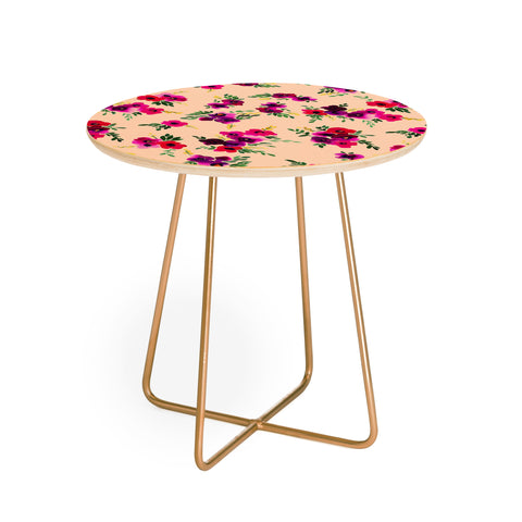 Amy Sia Ava Floral Peach Round Side Table