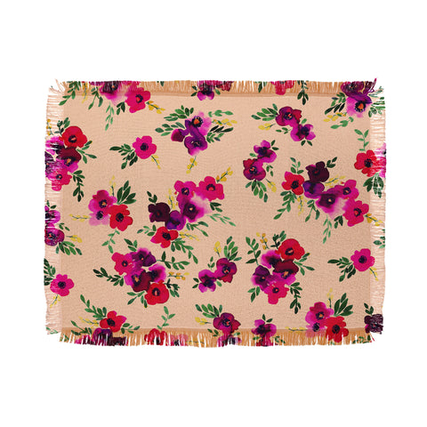 Amy Sia Ava Floral Peach Throw Blanket