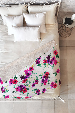 Amy Sia Ava Floral Pink Fleece Throw Blanket
