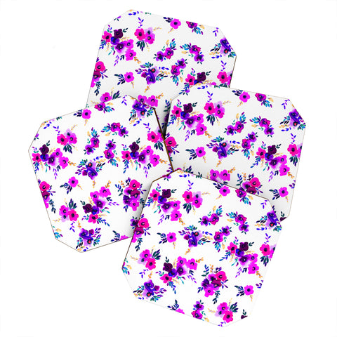 Amy Sia Ava Floral Purple Coaster Set